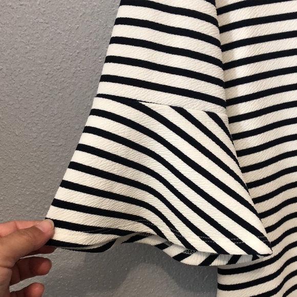 Anthro Green Envelope striped bell sleeve top Women's L zip back shirt blouse - Picture 2 of 9